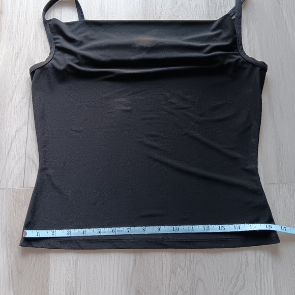 Vintage White House Black Market Tank Top Draped Cami Black Made in USA Medium - Picture 5 of 9